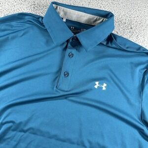 Under Armour Performance Polo Shirt Mens XL Tall‎ Blue Bright Golf Loose Fit